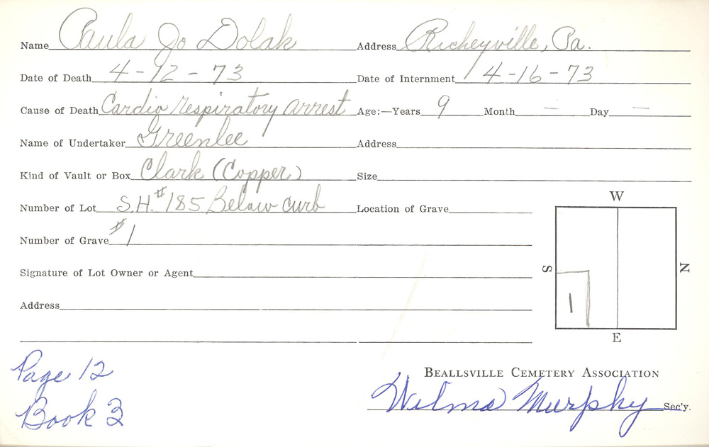 burial card